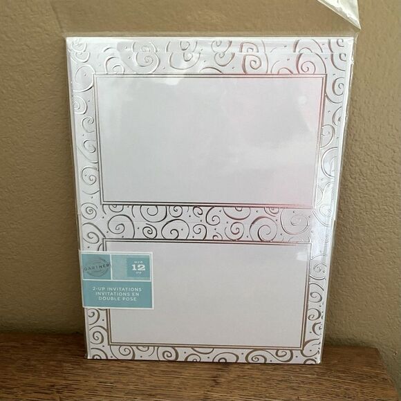 NWT 48 Gartner Studios 2-Up Invitations Silver Swirl 5.5" x 8.5" Anniversary - Picture 3 of 6